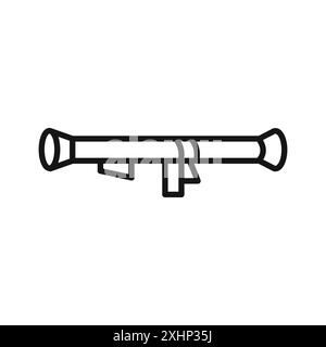 bazooka icon Black line art vector in black and white outline set collection sign Stock Vector