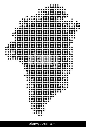 Abstract map of Greenland showing the area of the country with a pattern of black circles Stock Vector