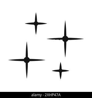 Clean shine star icon Black line art vector in black and white outline set collection sign Stock Vector