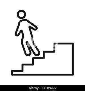 Downstairs icon Black line art vector in black and white outline set collection sign Stock Vector