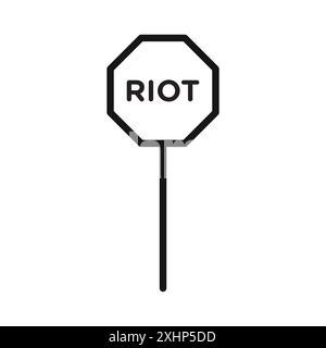 Riot sign icon Black line art vector in black and white outline set collection sign Stock Vector