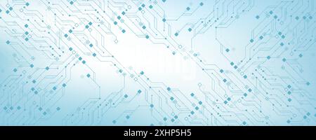 Artificial Intelligence or machine learning vector design. Quantum computer technology concept with circuit board and motherboard texture background Stock Vector