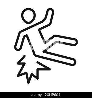 man fall down icon logo sign vector outline in black and white color ...