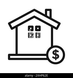 Mortgage loan icon Black line art vector in black and white outline set collection sign Stock Vector