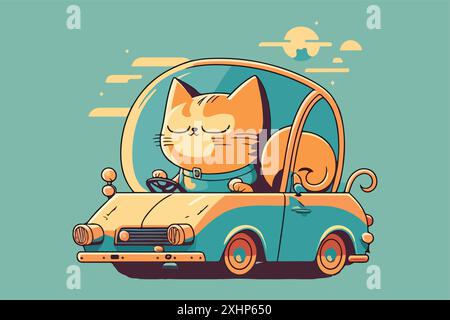 Cat riding a car vector illustration Stock Vector Image & Art - Alamy