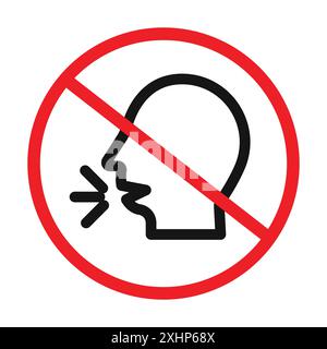 No Cough icon Black line art vector in black and white outline set collection sign Stock Vector