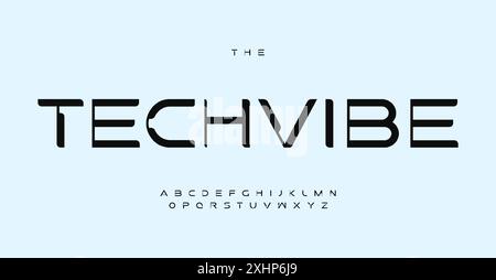 Futuristic abstract typeset, innovative typeface blending sci-fi and techno letters, perfect for high-tech medical and neurology headlines Stock Vector