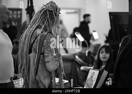 Woman at the tattoo convention in Malmö Sweden on 11 november 2023. Stock Photo