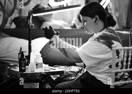 Woman at the tattoo convention in Malmö Sweden on 11 november 2023. Stock Photo