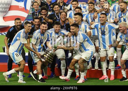 Argentina's players celebrate after the Copa América USA 2024 final