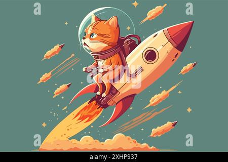 Cat riding a rocket vector illustration Stock Vector Image & Art - Alamy