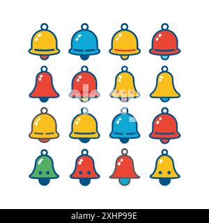 Bell icon Set Different types on white background Stock Vector