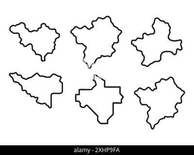 Maps line Set Different types on white background Stock Vector