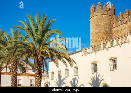 Spain, Extremadura, Zafra, stage on the Via de la Plata, Spanish pilgrimage route to Santiago de Compostela, Palace of the Dukes of Feria (Palacio de Stock Photo