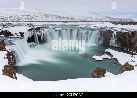 Iceland, Northeastern Region, Godafoss Waterfall Stock Photo