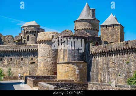 The Notre-Dame gate of the old fortified city of Fougeres (Fougeres ...