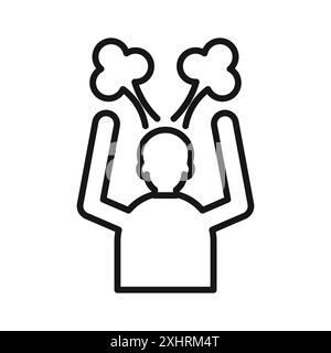 Angry person icon Black line art vector in black and white outline set collection sign Stock Vector