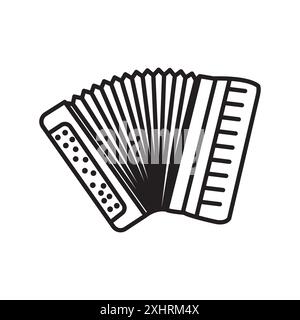 accordion icon Black line art vector in black and white outline set collection sign Stock Vector