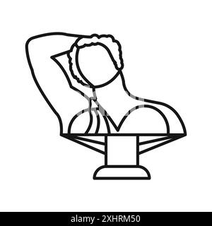 Ancient statue icon Black line art vector in black and white outline set collection sign Stock Vector