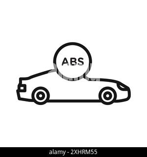 Automotive ABS icon Black line art vector in black and white outline set collection sign Stock Vector