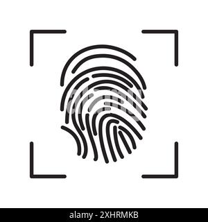 Biometric icon Black line art vector in black and white outline set collection sign Stock Vector