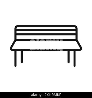 Bench icon Black line art vector in black and white outline set collection sign Stock Vector