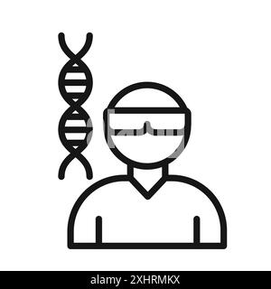 Biomedical engineer icon Black line art vector in black and white outline set collection sign Stock Vector