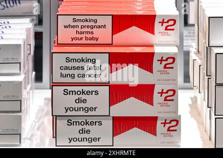 cigarette prices at duty free Airport Duty Free Marlboro cigarettes Stock Photo