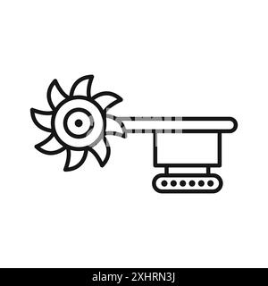 Bucket wheel excavator icon Black line art vector in black and white ...