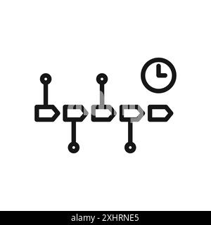 Chronology icon Black line art vector in black and white outline set ...