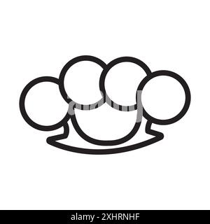 brass knuckles icon Black line art vector in black and white outline set collection sign Stock Vector