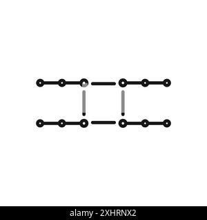 Cyclobutane molecular formula icon Black line art vector in black and white outline set collection sign Stock Vector
