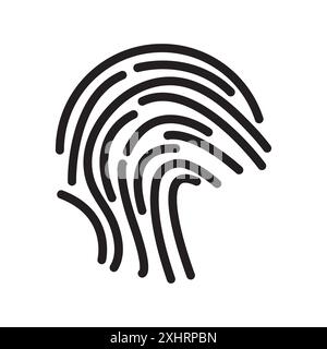 Finger authentication icon Black line art vector in black and white outline set collection sign Stock Vector