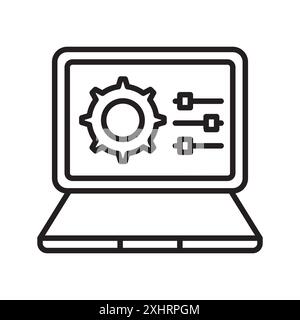 control panel icon Black line art vector in black and white outline set collection sign Stock Vector