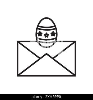 Easter Message icon Black line art vector in black and white outline set collection sign Stock Vector