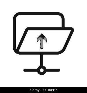 FTP navigate up icon Black line art vector in black and white outline set collection sign Stock Vector