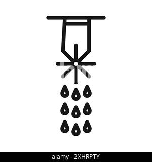 fire sprinkler icon Black line art vector in black and white outline ...