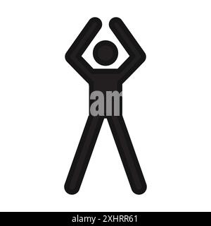 Fitness exercise icon Black line art vector in black and white outline set collection sign Stock Vector