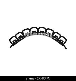 lingual braces icon Black line art vector in black and white outline set collection sign Stock Vector