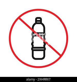 No plastic bottle icon Black line art vector in black and white outline set collection sign Stock Vector