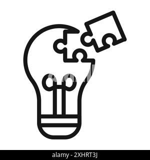 Problem solving skills icon Black line art vector in black and white outline set collection sign Stock Vector