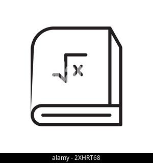 Maths book icon Black line art vector in black and white outline set collection sign Stock Vector
