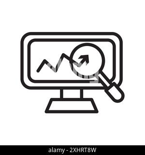 Researching information online icon Black line art vector in black and ...
