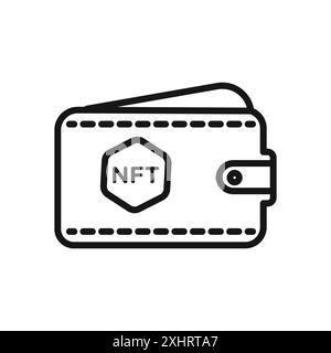 NFT wallet icon Black line art vector in black and white outline set collection sign Stock Vector