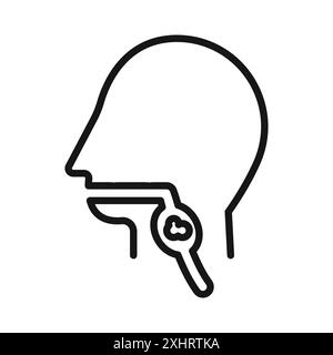 Swallowing reflex icon Black line art vector in black and white outline ...
