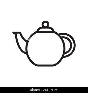 Teapot icon Black line art vector in black and white outline set collection sign Stock Vector