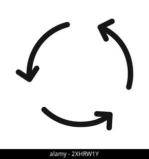Synchronization icon Black line art vector in black and white outline set collection sign Stock Vector