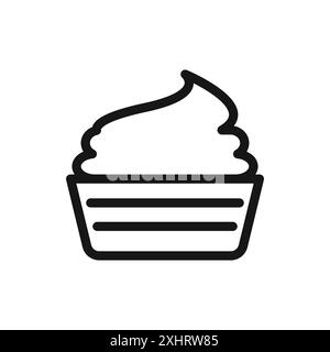 Yogurt icon Black line art vector in black and white outline set collection sign Stock Vector