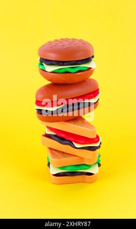 Sandwiches of different types stacked on top of each other Stock Photo