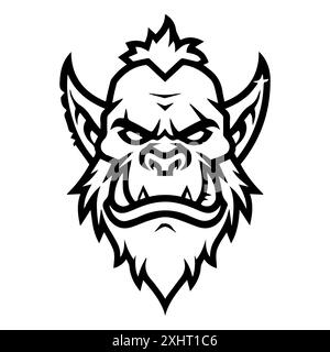 orc icon or modern line symbol. Vector line art and icon design with bold outline. Black and white Pixel Perfect minimalistic symbol isolated white ba Stock Vector
